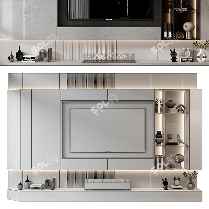 Modern TV Shelf for Living Room 3D model image 2