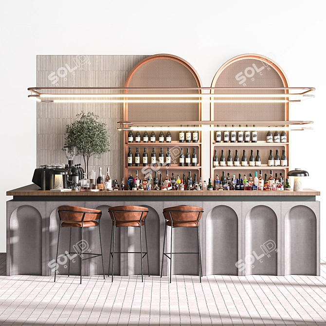 Minimalist Grigio Bar Fbx Units 3D model image 1