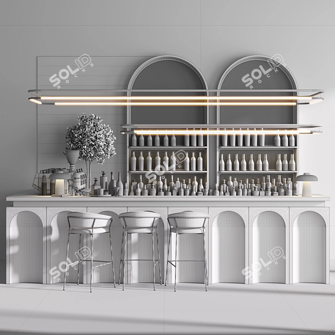 Minimalist Grigio Bar Fbx Units 3D model image 6