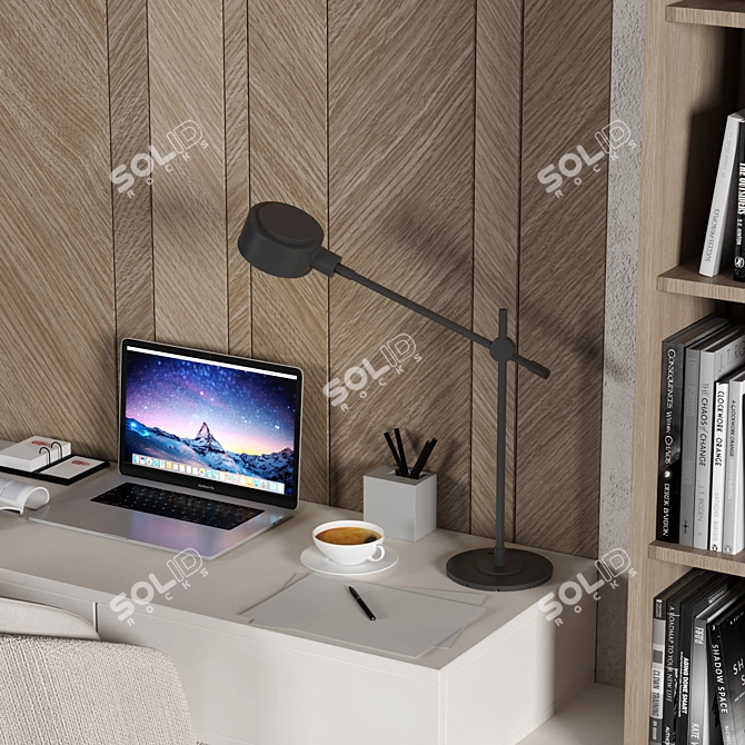 Sleek Modern Office Desk Set 3D model image 3