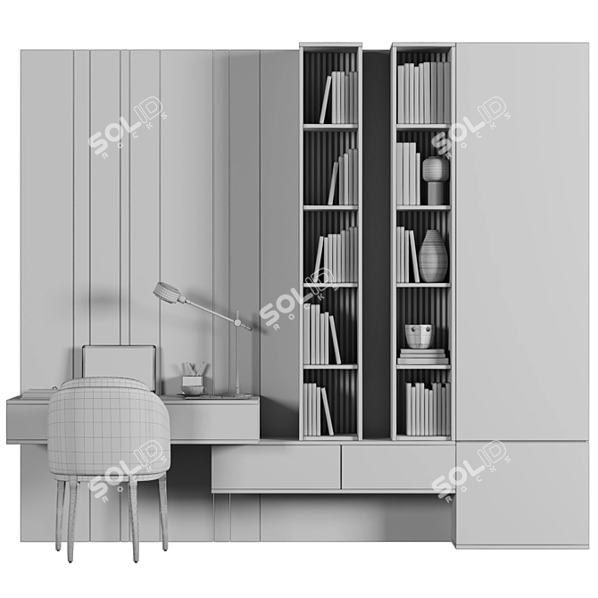 Sleek Modern Office Desk Set 3D model image 4