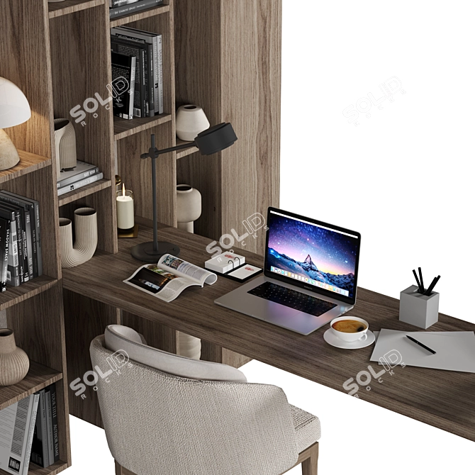 Modern Wood Office Desk Furniture 3D model image 3