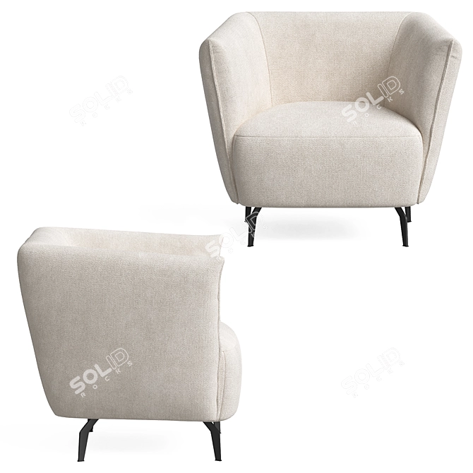 Sustainable Recycled Fabric Armchair 3D model image 2