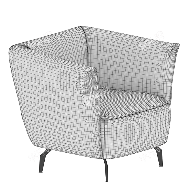 Sustainable Recycled Fabric Armchair 3D model image 5
