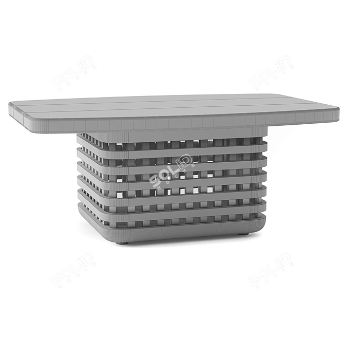 Modern Teak Side Table Furniture 3D model image 3