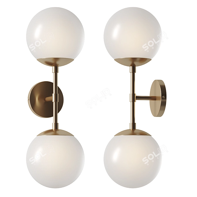 Frosted Glass Globe Wall Sconce 3D model image 2