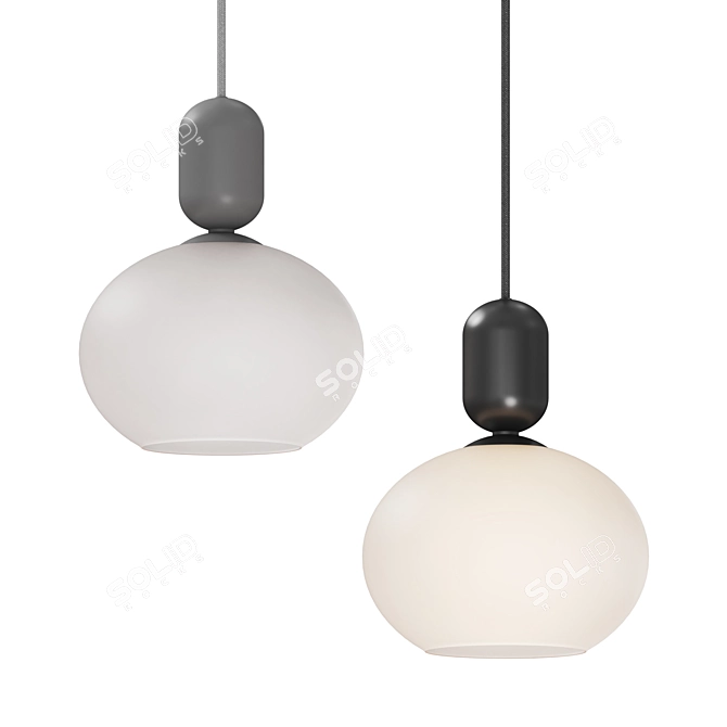 Modern Black Metal Pendant Light 3D model image 2