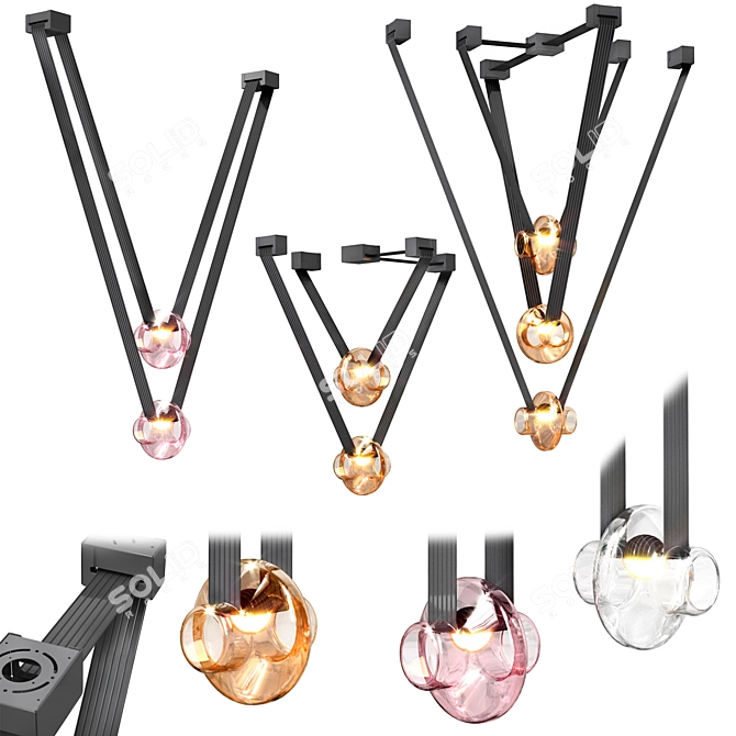 Frosted Amber Pendant Light 3D model image 1