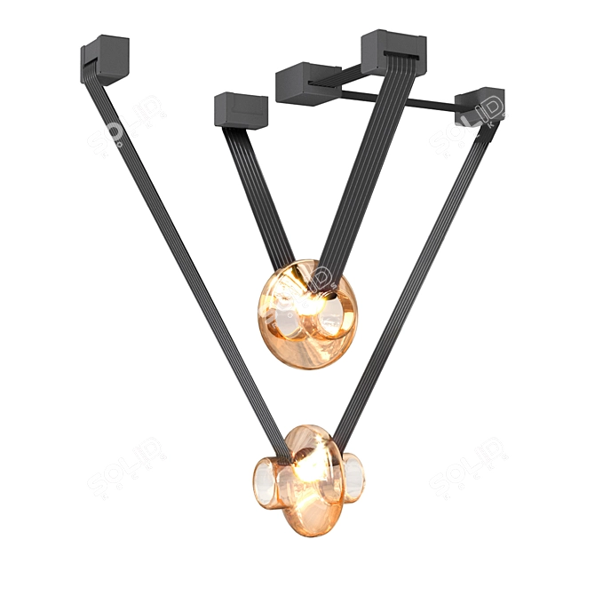 Frosted Amber Pendant Light 3D model image 2