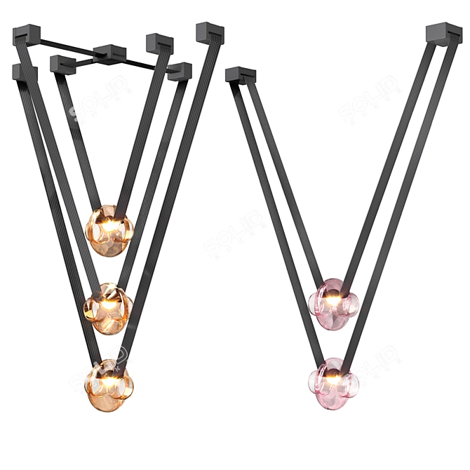 Frosted Amber Pendant Light 3D model image 3