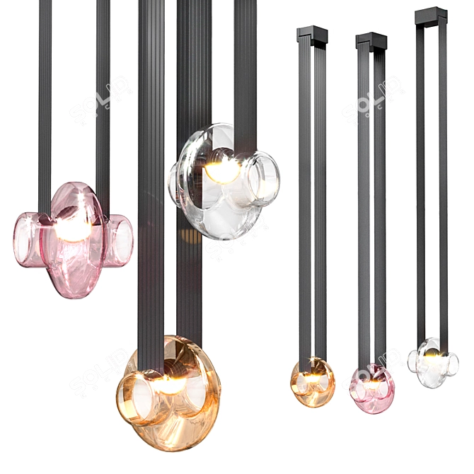 Frosted Amber Pendant Light 3D model image 4