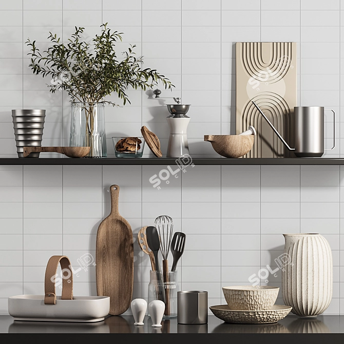 High-Quality Kitchen Accessories Set 3D model image 1