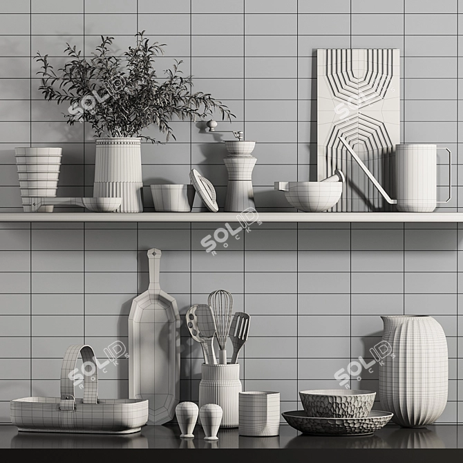 High-Quality Kitchen Accessories Set 3D model image 4