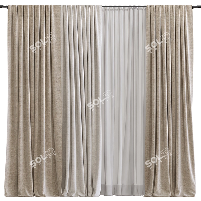 Geometric Design Curtain Panel 3D model image 1