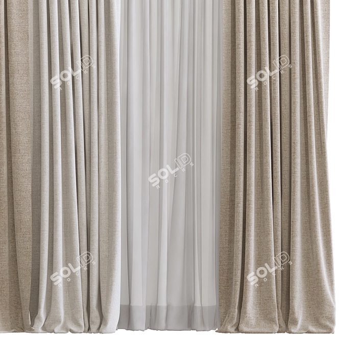 Geometric Design Curtain Panel 3D model image 2