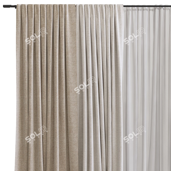 Geometric Design Curtain Panel 3D model image 3