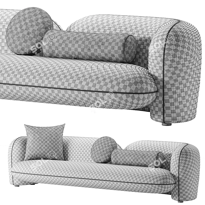 Modern Grey Boucle Three-Seater Sofa 3D model image 3