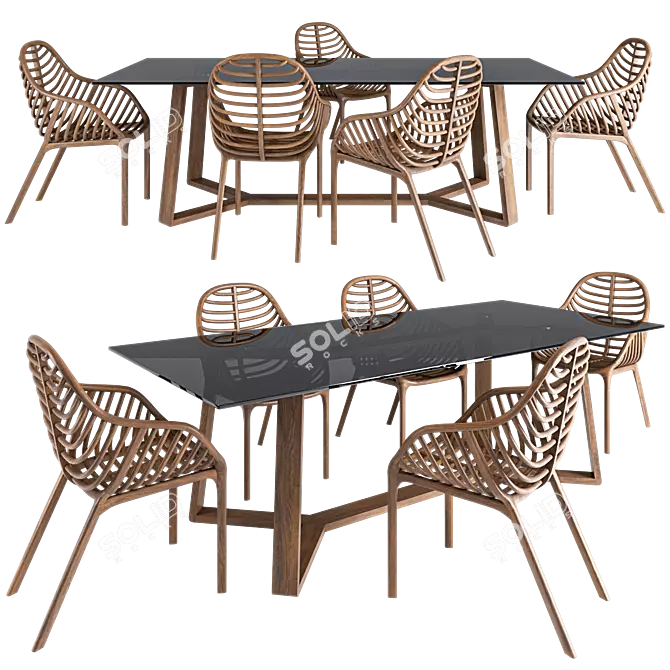 Elegant Trastevere Dining Set 3D model image 1