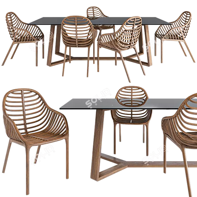 Elegant Trastevere Dining Set 3D model image 2