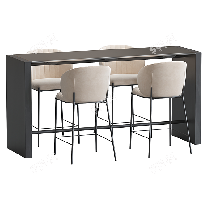 Modern Bar Stool Set Ensemble 3D model image 3