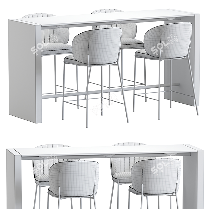 Modern Bar Stool Set Ensemble 3D model image 4