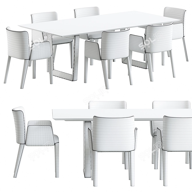 Modern Dining Set: Potocco Lars & Bolero 3D model image 3