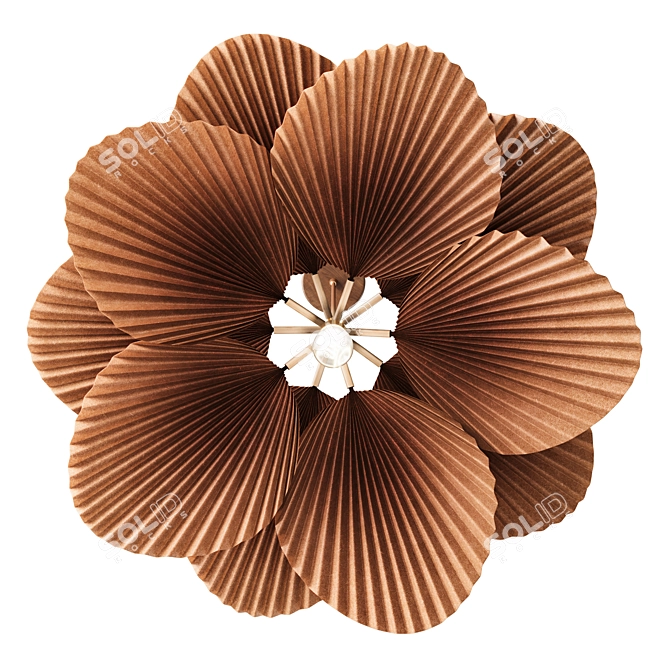 Pleated Palm Leaf Pendant Light 3D model image 2