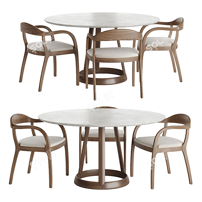 Modern Dining Set Greeny Timeless 3D model image 1