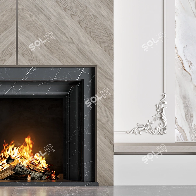 High Quality Fireplace 3D Model 3D model image 3