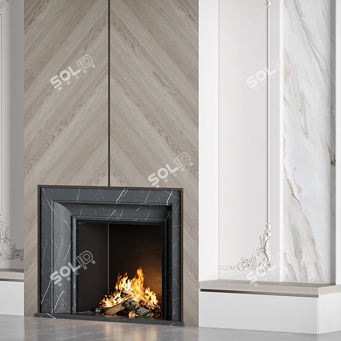 High Quality Fireplace 3D Model 3D model image 4