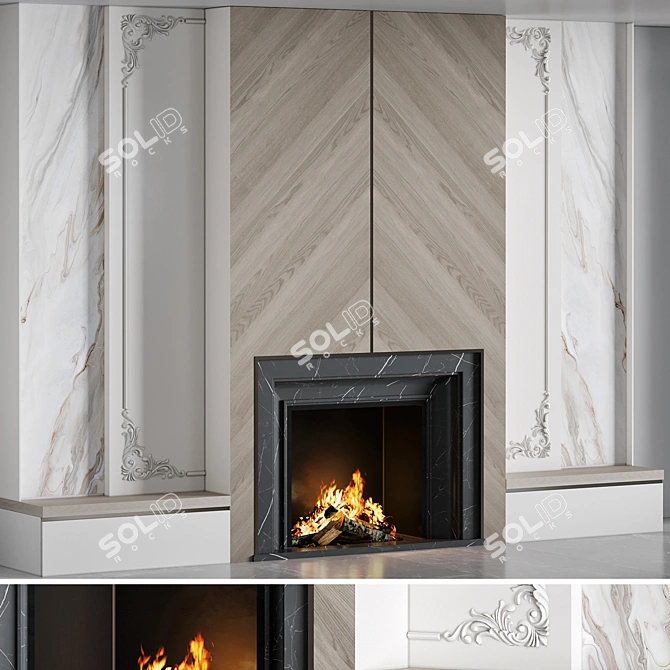 High Quality Fireplace 3D Model 3D model image 5