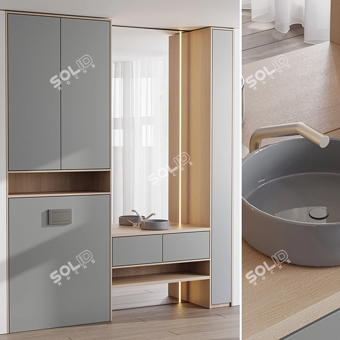 Minimalist Bathroom Vanity Set 3D model image 2