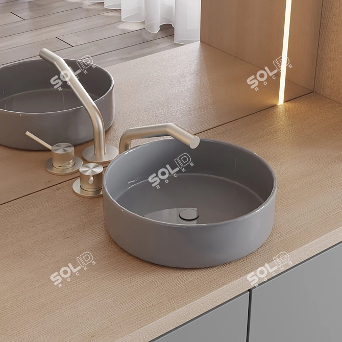 Minimalist Bathroom Vanity Set 3D model image 4