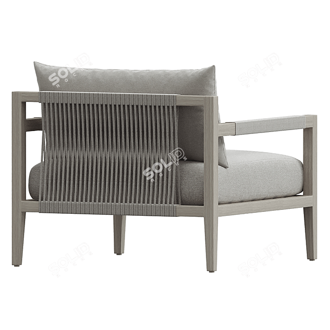 Rustic Washed Brown Outdoor Chair 3D model image 2