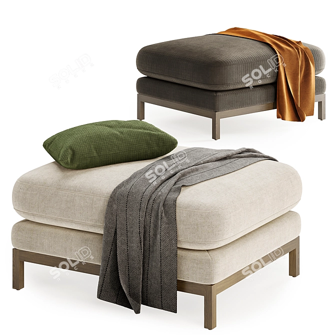 Versatile Owen Ottoman in 2 Colors 3D model image 1