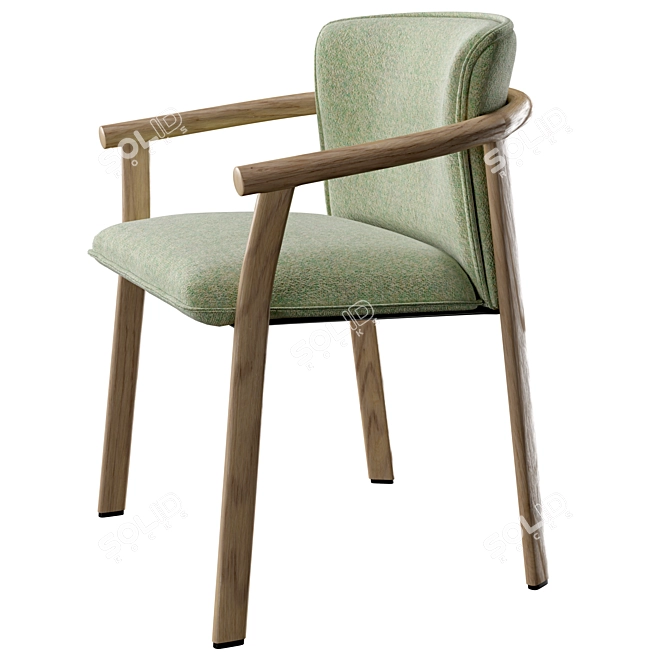 Elegant Ash Wood Armchair Elegance 3D model image 2