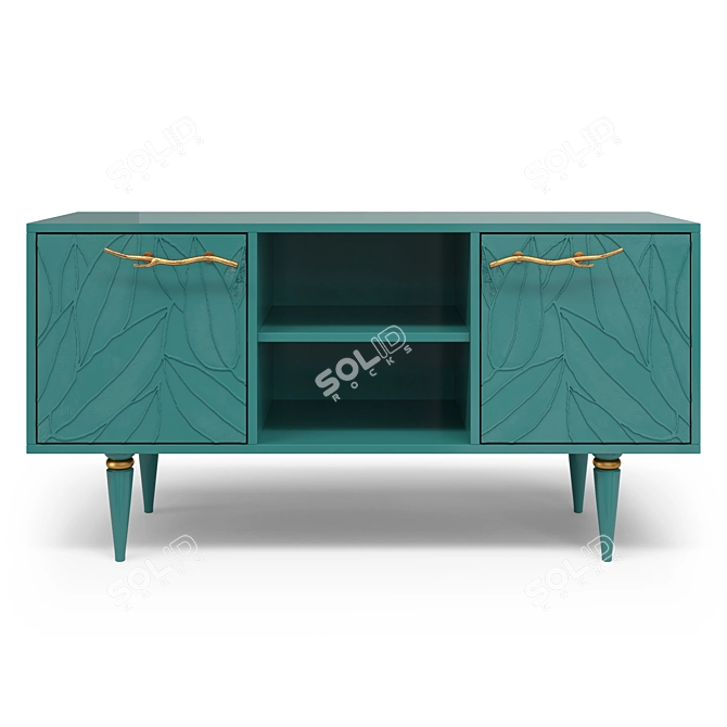 Classic TV Stand 117cm Gold/Silver Handles 3D model image 3