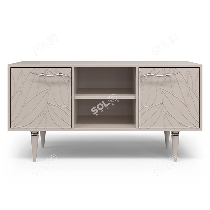 Classic TV Stand 117cm Gold/Silver Handles 3D model image 5