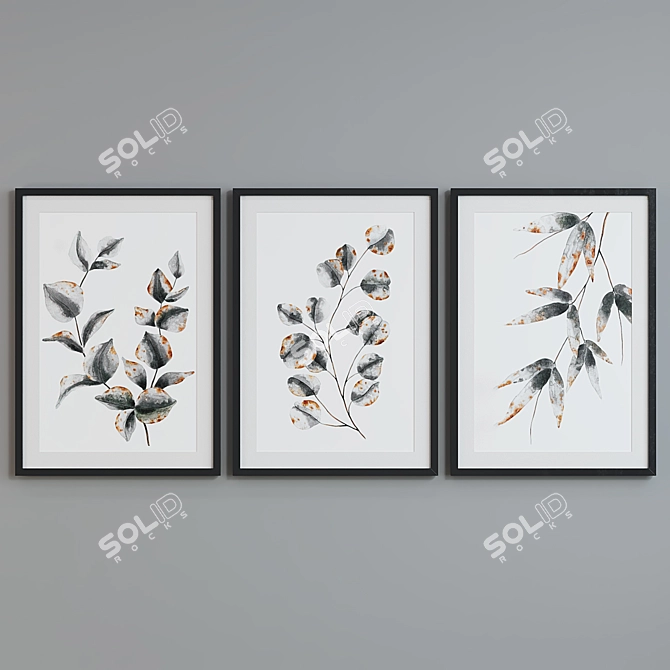 Modern Plant Branch Frame Set 3D model image 2