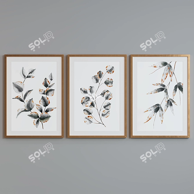 Modern Plant Branch Frame Set 3D model image 4