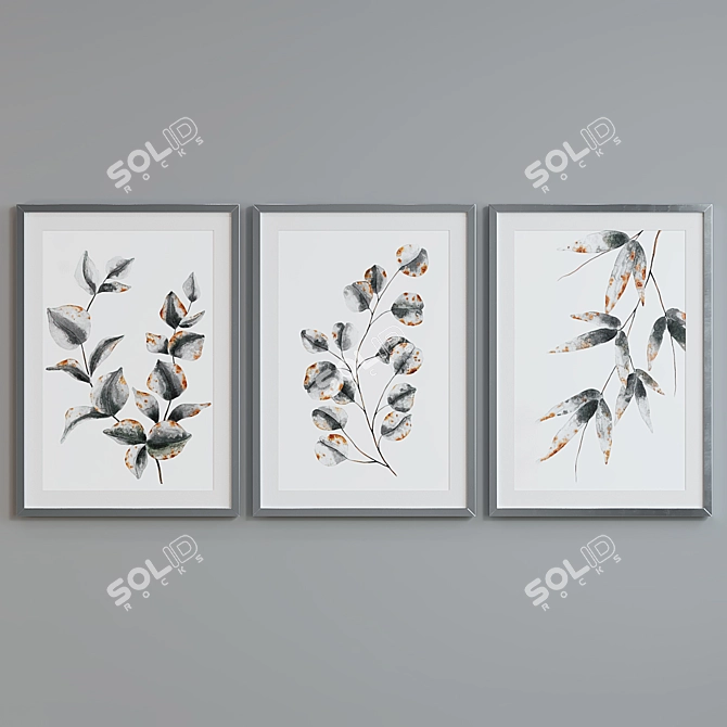 Modern Plant Branch Frame Set 3D model image 5