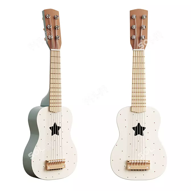 ZARA Wooden Guitar - Musical Masterpiece 3D model image 1