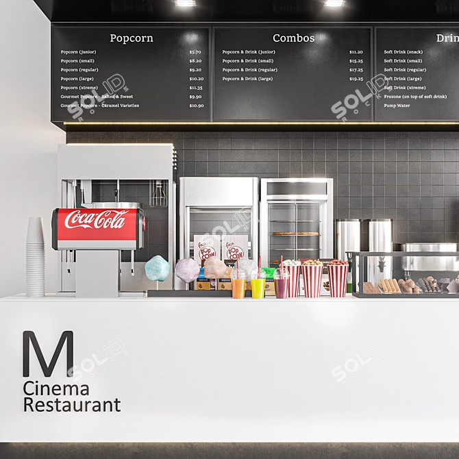 Cinema Restaurant Equipment fbx Export 3D model image 3