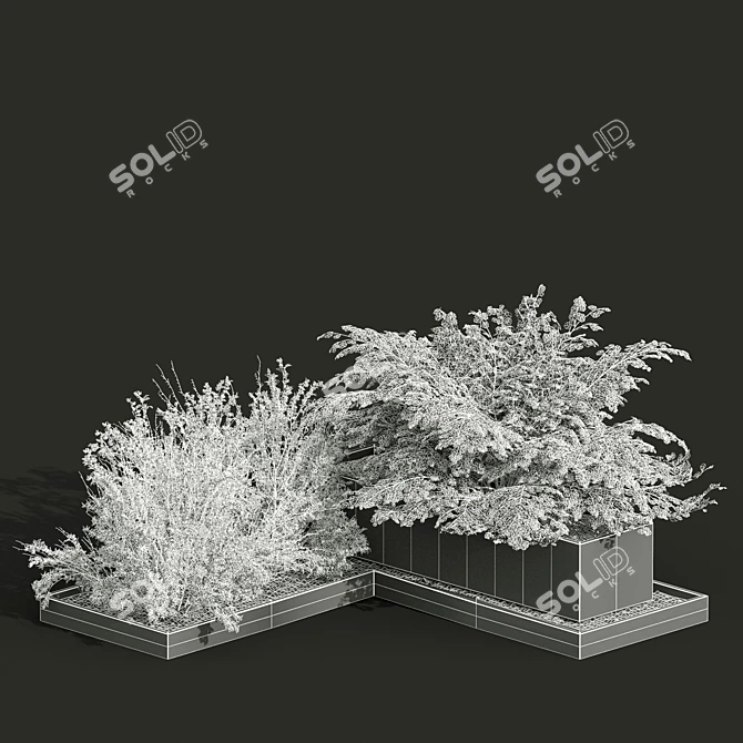 Outdoor Garden Box Bushes Set 3D model image 3