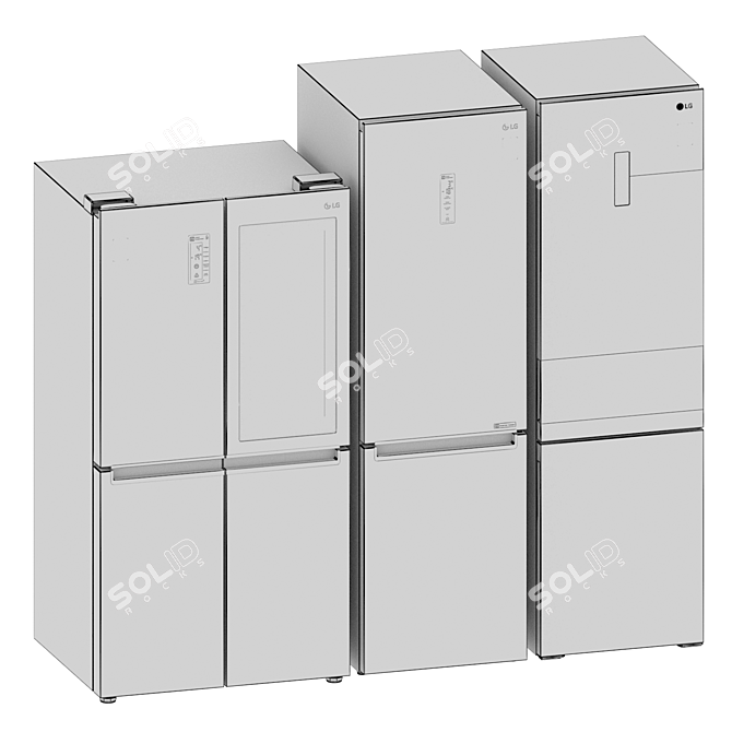 LG Refrigerator Set Trio 3D model image 4