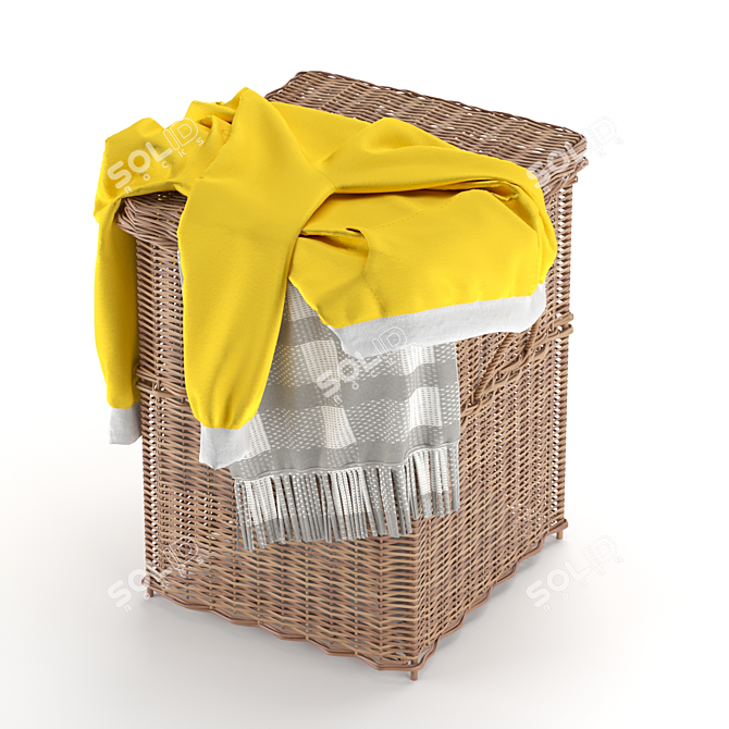 Rattan Laundry Basket Organizer 3D model image 1