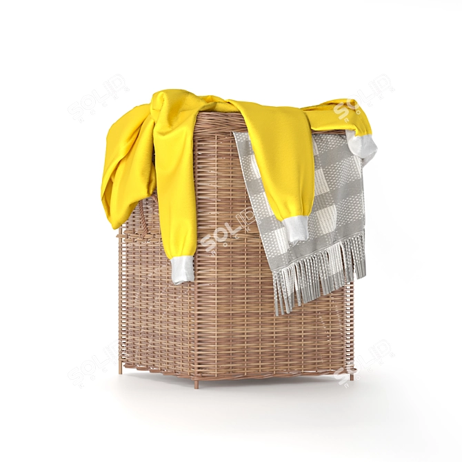 Rattan Laundry Basket Organizer 3D model image 4