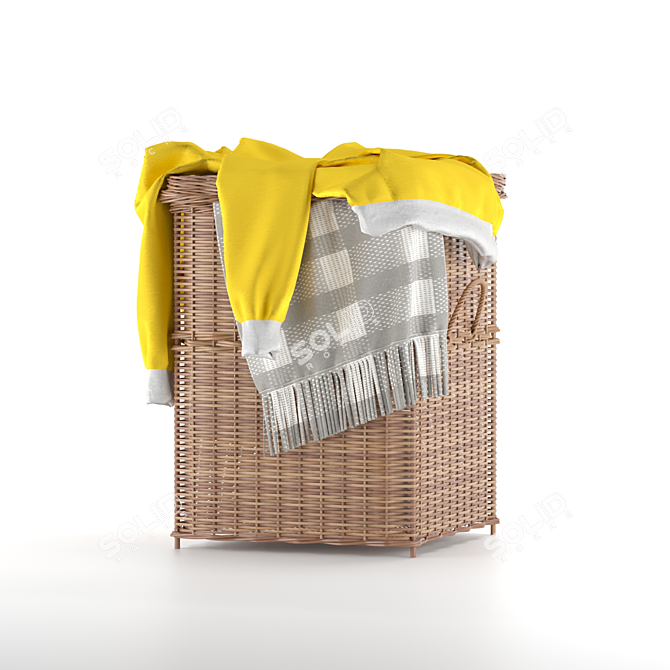 Rattan Laundry Basket Organizer 3D model image 5