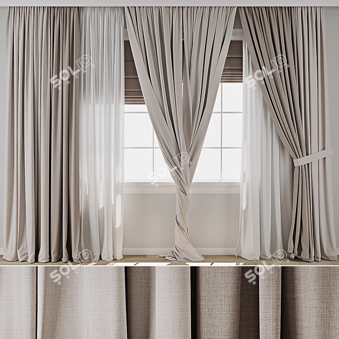 3D Curtain Model Set 3D model image 1