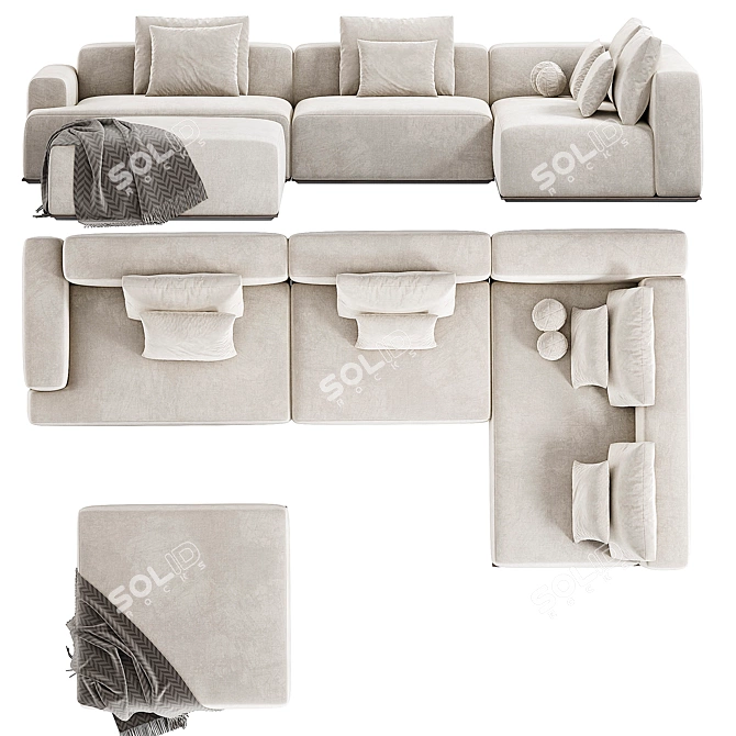 Modern Zeppelin Okha Sofa Design 3D model image 3